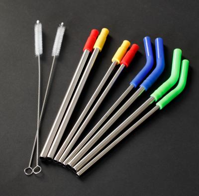 China Wholesale 8pcs Minimalist Reusable Stainless Drinking Straw With Silicone Tip And Brushes for sale