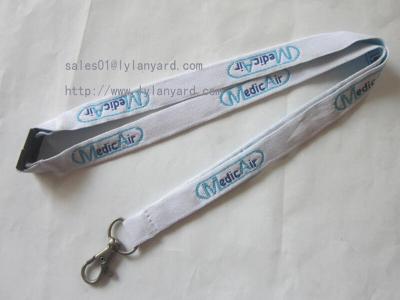 China High Quality Flat Tubular White Lanyard With Jacquard Logo for sale