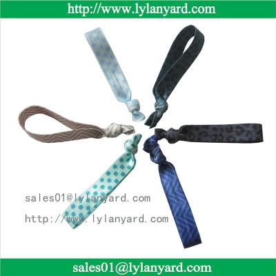 China Fold Over Polyester Customized Elastic Knotted Fabric Hair Tie For Girl for sale