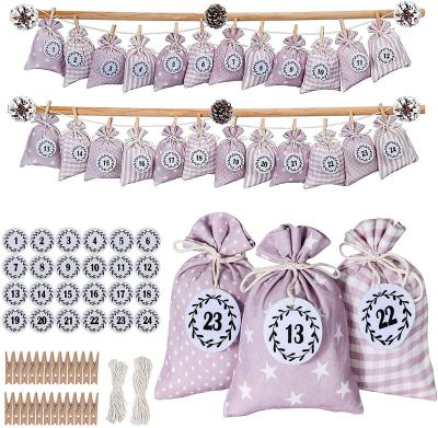 China Handmade 24 Days Advent Calendar To Fill, DIY Kids Christmas Gift Bags 18x12.5cm Crafts Filling And Number Stickers for sale