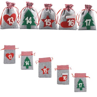 China Popular Christmas Countdown Christmas Pocket Package Gift Christmas Hanging Bag Felt Christmas Tree Ornaments Small Cloth Set Bag for sale