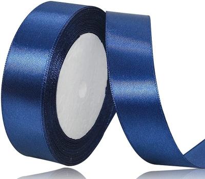 China High tenacity satin ribbon 20mm dark blue, 22 meters wide gift ribbon decoration for wedding, christening and birthday gifts for sale