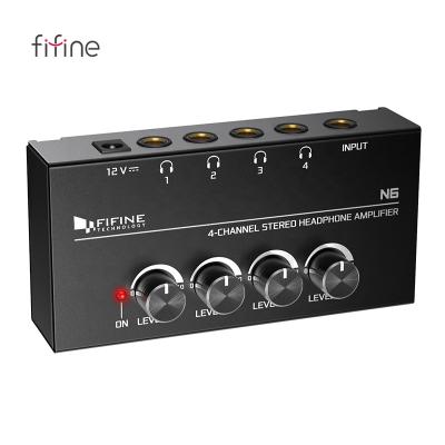 China Professional Mini Audio Mixer Fifine Karaoke Stereo Audio Mixer Channel 4 Music Mixer with AC Adapter DJ Mixer Audio Console for sale