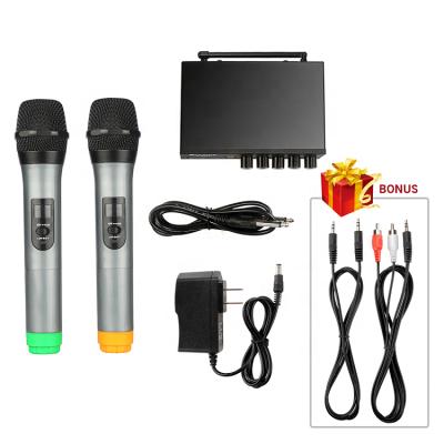 China Wholesale Slim Portable UHF Microphone Power Amplifier System with 2 Microphones Portable Handheld KTV Wireless Microphones for sale