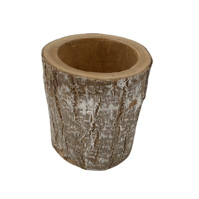 China Europe low price rustic wooden decor tree bark wood pot for home decor for sale