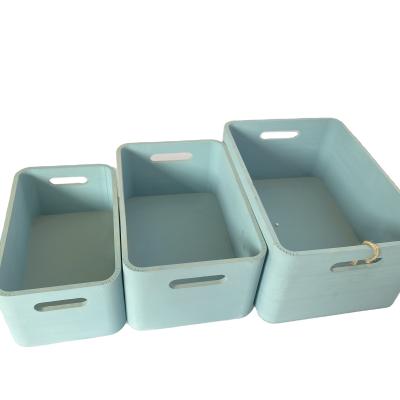 China Europe new custom paint color wooden tray crate/wooden crate with handle holes for sale