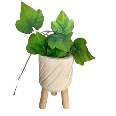 China Europe Handmade Wooden Diagonal Strips Flower Pot With Legs for sale