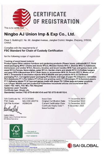 FSC - Ningbo Aj Union Imp.& Exp. Co., Ltd.