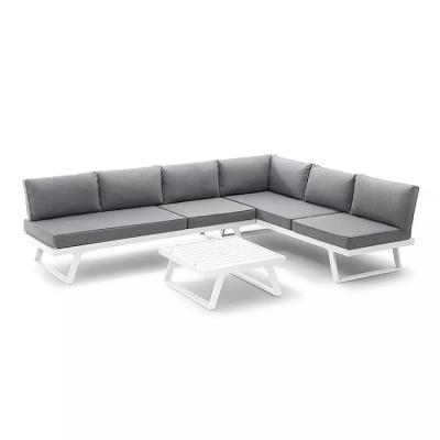 China Garden Set AJUNION Aluminum Frame Outdoor Furniture Lounge Set Modular Sectional Sofa for sale