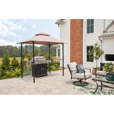 China Outdoor Patio Grill Gazebo Tent AJUNION 5x8 Double Tiered BBQ Canopy with Steel Frame for sale