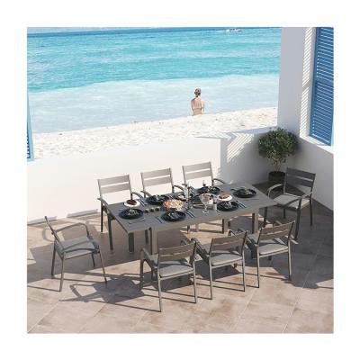 China Extendable Metal Dining Table and Chair Set for 4-8 People in Courtyard by AJUNION for sale