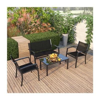 China Balkon of patio lounge set metalen raam tuin set voor buiten 4 zitplaatsen ontspanning Te koop