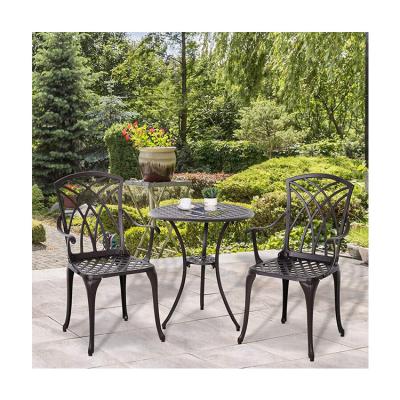 China Cast Aluminum Balcony Furniture AJUNION 2 Seater Outdoor Bistro Set with Round Table for sale