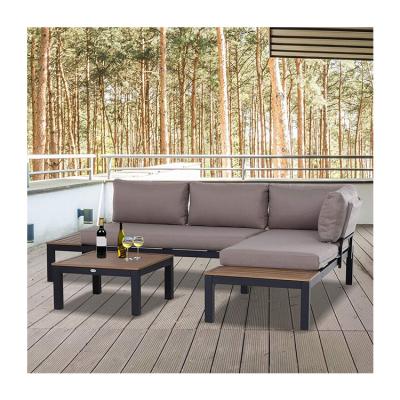 China Modern L Shape Sofa Set Metal Frame Outdoor Sectional Furniture Lounge Set by AJUNION for sale