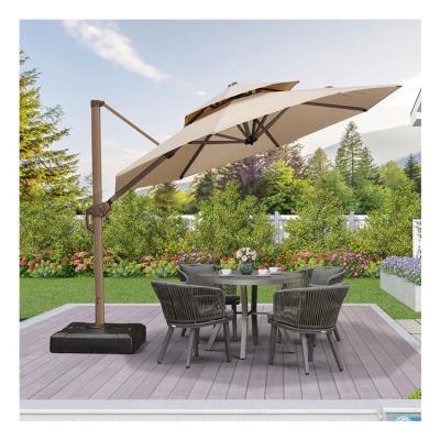 China Outdoor Garden Patio 360 Degree Rotation Aluminium Double Roof Umbrella Deluxe Parasol for sale