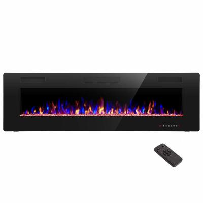 China 12 Bed Color Mode AJUNION 60 Inch Wall Mounted Silk Screen Printing Electric Fireplace for sale