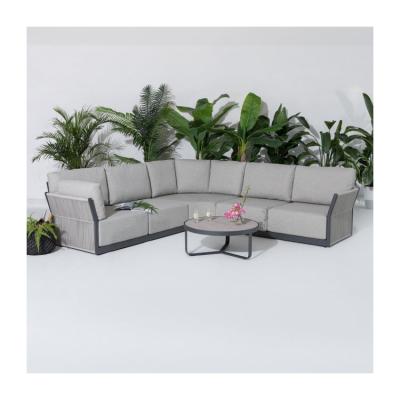 China Round Coffee Table and Sofa Set AJUNION Luxury Modern All Weather Fabric for Courtyard for sale