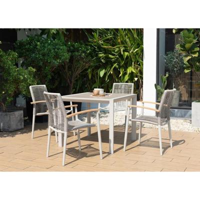 China Enjoy Al Fresco Meals with AJUNION Luxury Aluminum Garden Set and Rope Weave Armchair for sale