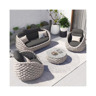 China Outdoor Balcony Villa Commercial Rope Garden Set with Modern Design Style Sofa Lounge for sale