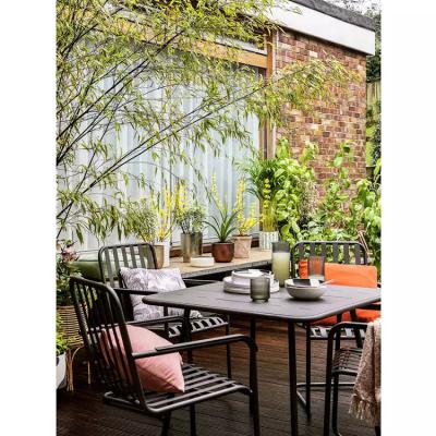 China 4 Seater Metal Steel Outdoor Furniture Garden Set with Square Table and Dining Chairs for sale