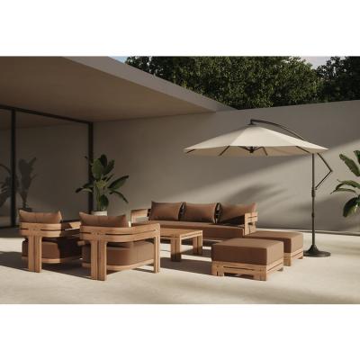 China Modern Stylish Natural Teak Wood Lounge Sofa for Hotel Outdoor Patio Furniture Set for sale