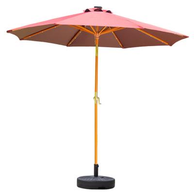 China Solid Wood Round Parasol Sun Umbrellas for Outdoor Camping Cafe Patio Garden Furniture for sale