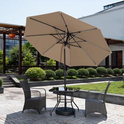 China Outdoor Cafe Patio Beach Parasol with Solar LED Lights and Aluminium Centre Pole for sale