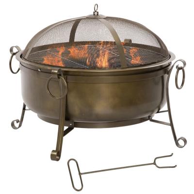 China Outdoor Backyard Patio Garden Fire Pit with Charcoal BBQ Grill and Cover for sale