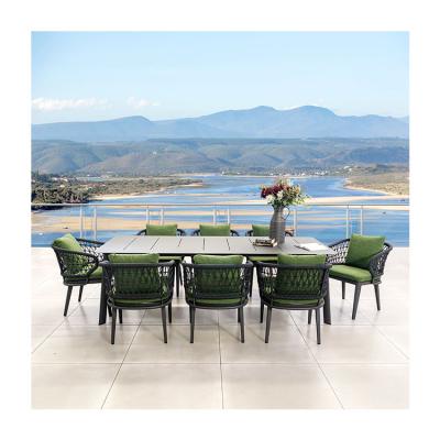 China Outdoor Dining Set featuring Rope Weave Design and Aluminum Metal Frame by AJUNION for sale