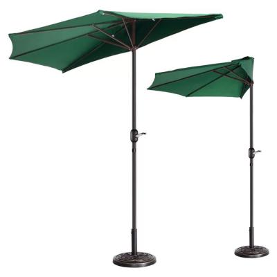 China Bistro Outdoor Garden Patio Hand Crank Lift Umbrella 9*4.5*7.87 FT Half Round Sun Shade for sale