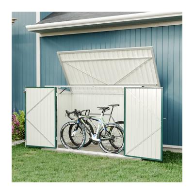 China Countyard Storage Shed AJUNION 7ft Steel Metal Bike Shed with Lockable Door and Air vent for sale