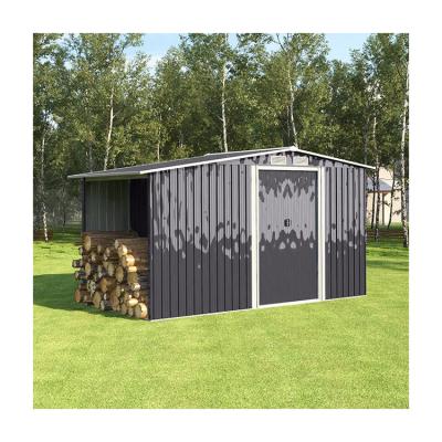 China Easy-to-Assemble AJUNION Metal Garden Shed for Outdoor Storage and Firewood Solutions for sale