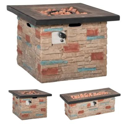 China Outdoor Backyard Patio Garden Camping Propane Gas Fire Pit Table with Faux Ledge Stone for sale