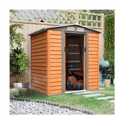 China AJUNION Modern Design Metal Storage Shed for Sheds Storage 55.5kg Wood Grain Effect for sale