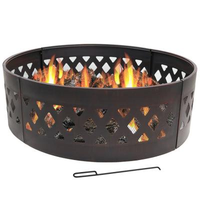 China Outdoor Patio Backyard Garden Bonfire Camping Fire Pit Ring with Poker 360 Degree Round for sale