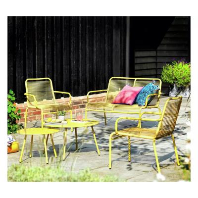 China Villa AJUNION 4 Seater Metal Garden Furniture Balcony Patio Set Bistro Set Steel Garden Set for sale