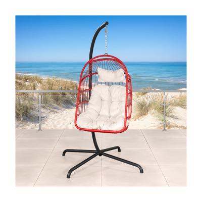 China Garden Furniture W100xL120xH198cm Patio Swing Plastic PE Rattan Egg Chair Hanging Chair for sale