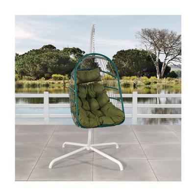 China Buitenmeubilair Patio Swing Hanging Egg Chair met staalframe en touwweefontwerp Te koop