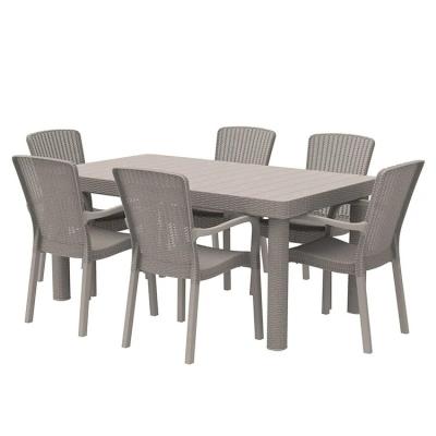 China Custom Logo Nordic Plastic Rattan Dinning Table and Chair Set for Leisure Stackable Design for sale