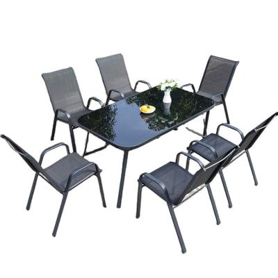 China Nordic Metal Glass Top Table and Chair for Outdoor Patio Garden Balcony Cafe Restaurant for sale