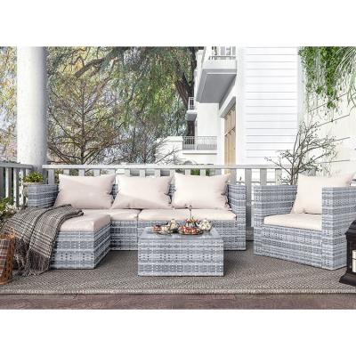 China Mail Packing Y AJUNION Wicker Rattan Garden Sofa Set Outdoor Furniture Sectional for sale