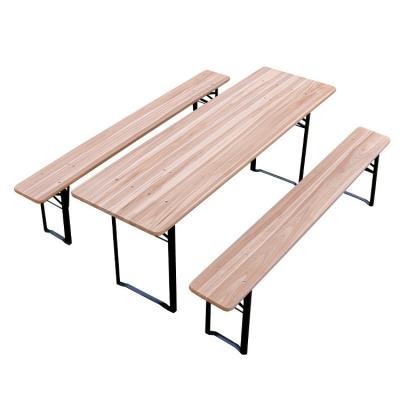 China Outdoor Portable Patio Bar Solid Wood Rectangular Folding Table and Benches Chair Set for sale