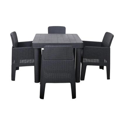 China Logo None or Custom Logo Nordic Outdoor Stackable Plastic Dinning Table and Chair Set for sale