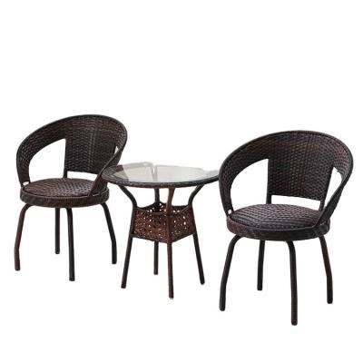 China Nordic Outdoor Leisure Woven PE Rattan Wicker Table and Chair Set for Garden Furniture for sale