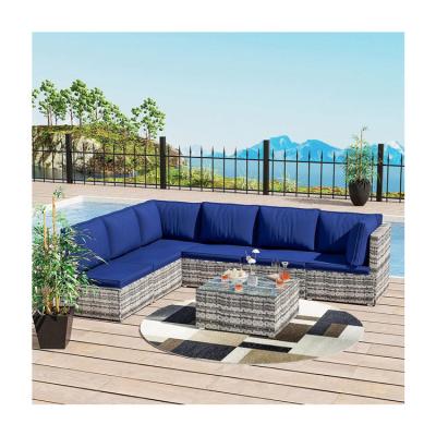 China Modern Design PE Rattan Outdoor Furniture Set for Garden Wicker Weave Sectional Sofa Set for sale