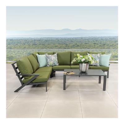 China AJUNION Aluminum Frame Outdoor Corner Sofa Lounge Set Sectional Garden Furniture Set for sale