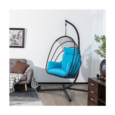 China Modern Design Heavy Duty Steel Frame Hanging Chair with Polyester Cushion Fabric for sale