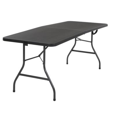 China Plastic Folding Table Black 6ft Molded for Indoor Outdoor Banquet Picnic Iron Frame for sale