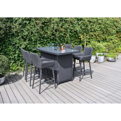 China Outdoor Luxury Bar Set Furniture Aluminum Garden Furniture Dining Set with Fire Pit 87kg for sale