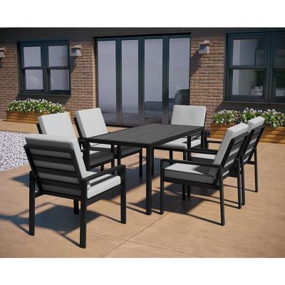 China Outdoor Patio Set Dining Table L150xW90xH73cm with HDPE Tabletop and Metal Frame for sale